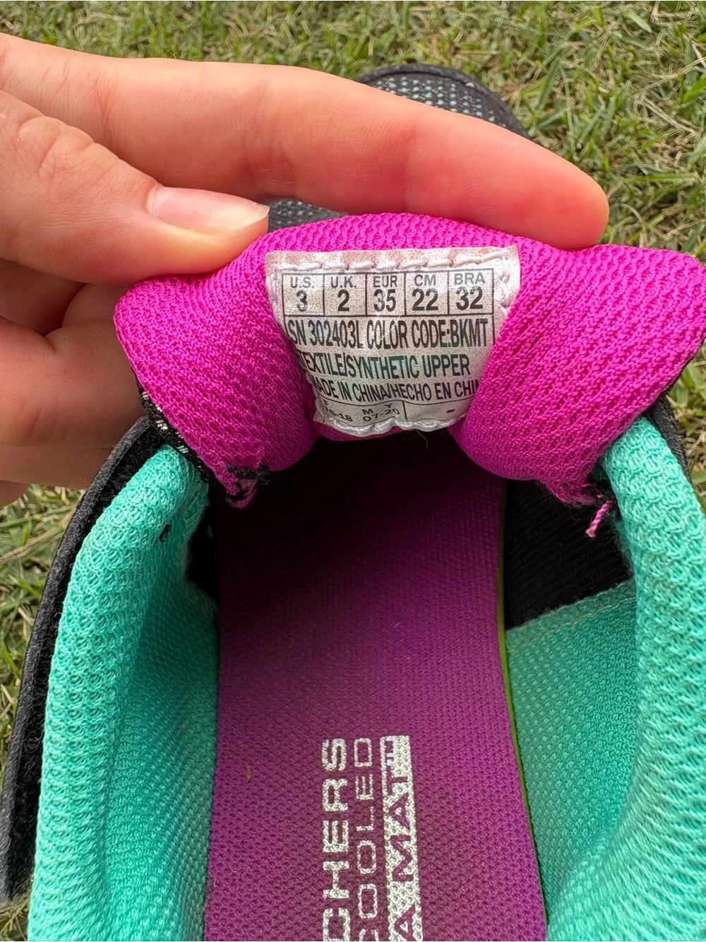 Skechers Kids Black Sneakers with Teal & Purple Accents